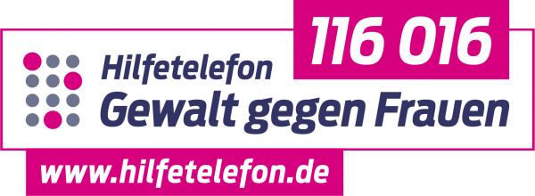 Logo und Rufnummer Hilfetelefon Gewalt gegen Frauen