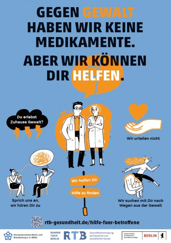 Plakat Gegen Gewalt haben wir keine Medikamente